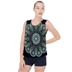 Fractal Green Lace Pattern Circle Bubble Hem Chiffon Tank Top by Wegoenart