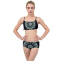 Fractal Green Lace Pattern Circle Layered Top Bikini Set View1