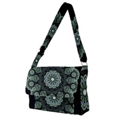 Fractal Green Lace Pattern Circle Full Print Messenger Bag by Wegoenart