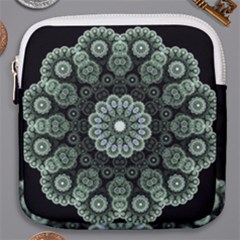 Fractal Green Lace Pattern Circle Mini Square Pouch