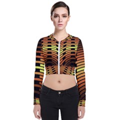 Fractal Orange Texture Waves Zip Up Bomber Jacket by Wegoenart