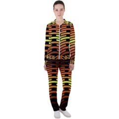 Fractal Orange Texture Waves Casual Jacket And Pants Set