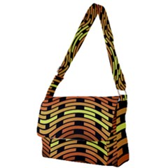 Fractal Orange Texture Waves Full Print Messenger Bag by Wegoenart