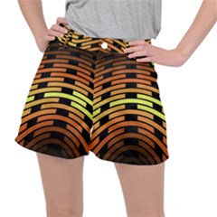 Fractal Orange Texture Waves Stretch Ripstop Shorts