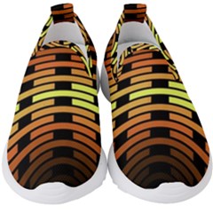 Fractal Orange Texture Waves Kids  Slip On Sneakers