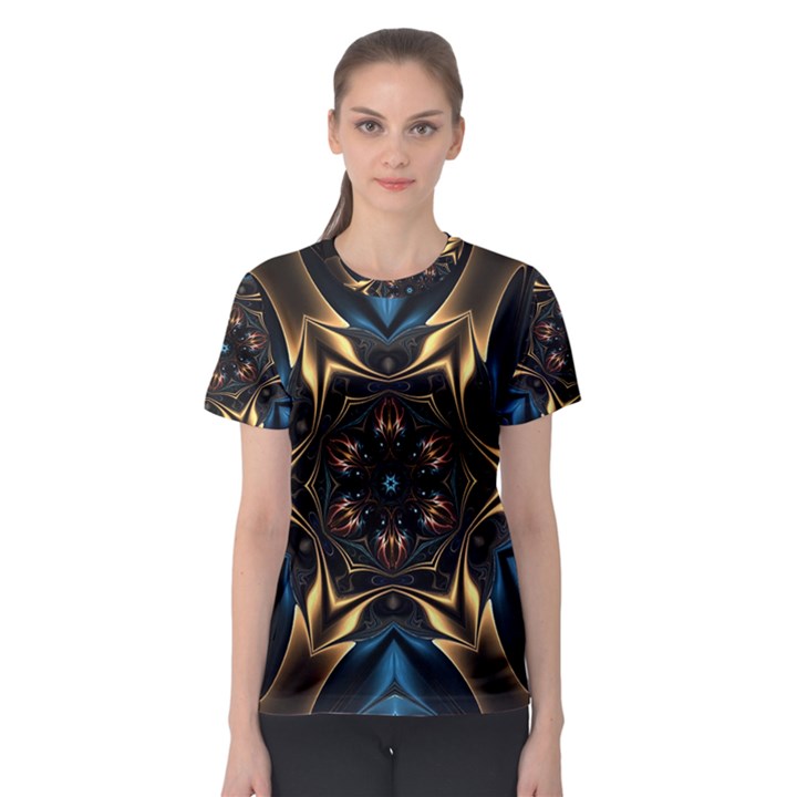 Pattern Texture Copper Teal Design Women s Sport Mesh Tee