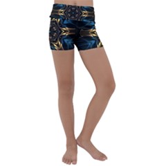 Pattern Texture Copper Teal Design Kids  Lightweight Velour Yoga Shorts