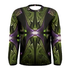 Fractal Green Tin Pattern Texture Men s Long Sleeve Tee by Wegoenart