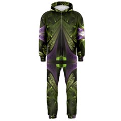 Fractal Green Tin Pattern Texture Hooded Jumpsuit (men)  by Wegoenart