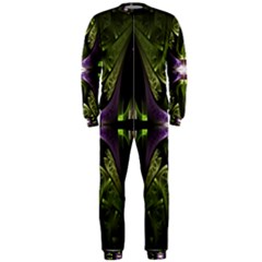 Fractal Green Tin Pattern Texture Onepiece Jumpsuit (men)  by Wegoenart