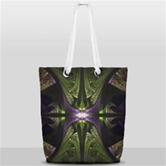 Fractal Green Tin Pattern Texture Full Print Rope Handle Tote (small) by Wegoenart