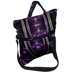 Fractal Purple Elements Violet Fold Over Handle Tote Bag by Wegoenart