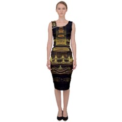 Fractal City Geometry Lights Night Sleeveless Pencil Dress