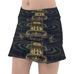 Fractal City Geometry Lights Night Tennis Skirt