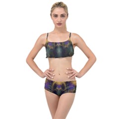 Fractal Colorful Pattern Design Layered Top Bikini Set