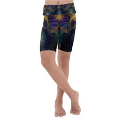 Fractal Colorful Pattern Design Kids  Lightweight Velour Cropped Yoga Leggings