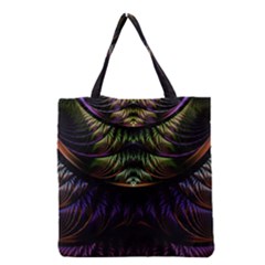 Fractal Colorful Pattern Fantasy Grocery Tote Bag by Wegoenart