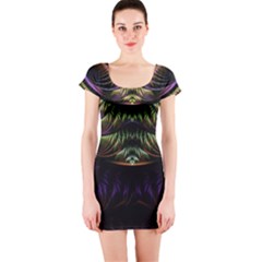 Fractal Colorful Pattern Fantasy Short Sleeve Bodycon Dress by Wegoenart