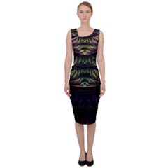 Fractal Colorful Pattern Fantasy Sleeveless Pencil Dress by Wegoenart