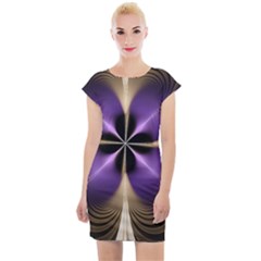 Fractal Glow Flowing Fantasy Cap Sleeve Bodycon Dress