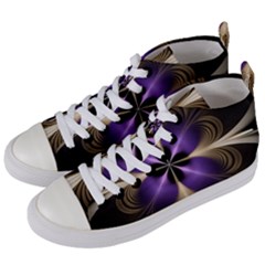 Fractal Glow Flowing Fantasy Women s Mid-top Canvas Sneakers by Wegoenart