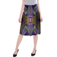 Fractal Blue Tin Pattern Texture Midi Beach Skirt by Wegoenart