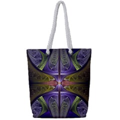 Fractal Blue Tin Pattern Texture Full Print Rope Handle Tote (small) by Wegoenart