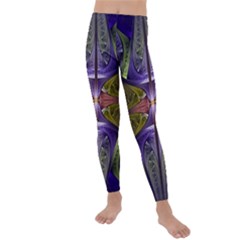 Fractal Blue Tin Pattern Texture Kids  Lightweight Velour Leggings