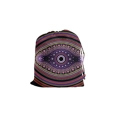 Fractal Pink Eye Fantasy Pattern Drawstring Pouch (small) by Wegoenart