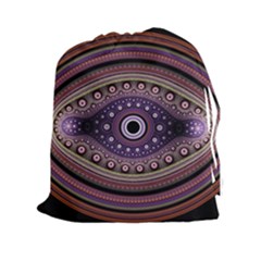 Fractal Pink Eye Fantasy Pattern Drawstring Pouch (xxl) by Wegoenart