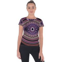 Fractal Pink Eye Fantasy Pattern Short Sleeve Sports Top  by Wegoenart