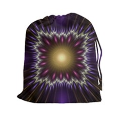 Fractal Rays Geometry Space Glow Drawstring Pouch (xxl) by Wegoenart