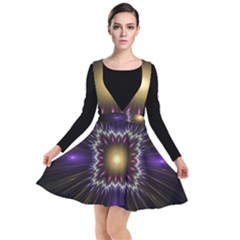 Fractal Rays Geometry Space Glow Plunge Pinafore Dress by Wegoenart