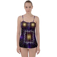 Fractal Rays Geometry Space Glow Babydoll Tankini Set by Wegoenart