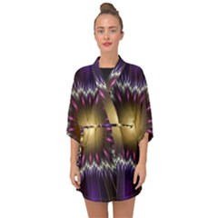 Fractal Rays Geometry Space Glow Half Sleeve Chiffon Kimono by Wegoenart