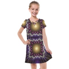 Fractal Rays Geometry Space Glow Kids  Cross Web Dress by Wegoenart