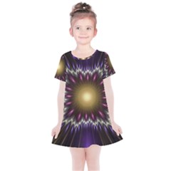 Fractal Rays Geometry Space Glow Kids  Simple Cotton Dress by Wegoenart