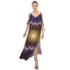 Fractal Rays Geometry Space Glow Maxi Chiffon Cover Up Dress by Wegoenart