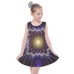 Fractal Rays Geometry Space Glow Kids  Summer Dress by Wegoenart