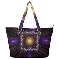 Fractal Rays Geometry Space Glow Full Print Shoulder Bag by Wegoenart