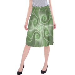 Fractal Green White St Patricks Day Midi Beach Skirt by Wegoenart