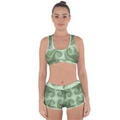 Fractal Green White St Patricks Day Racerback Boyleg Bikini Set by Wegoenart