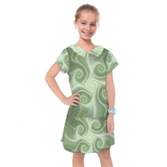 Fractal Green White St Patricks Day Kids  Drop Waist Dress by Wegoenart