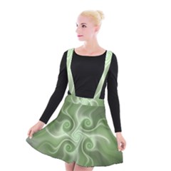 Fractal Green White St Patricks Day Suspender Skater Skirt by Wegoenart