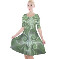 Fractal Green White St Patricks Day Quarter Sleeve A-line Dress by Wegoenart