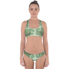 Fractal Green White St Patricks Day Cross Back Hipster Bikini Set by Wegoenart