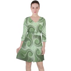 Fractal Green White St Patricks Day Ruffle Dress by Wegoenart