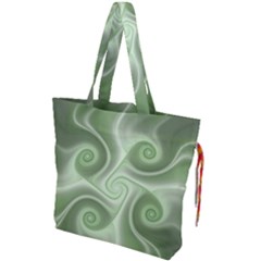 Fractal Green White St Patricks Day Drawstring Tote Bag by Wegoenart