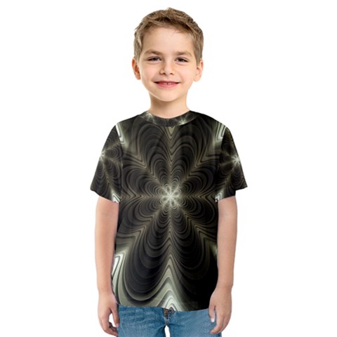 Fractal Silver Waves Texture Kids  Sport Mesh Tee by Wegoenart