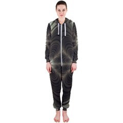 Fractal Silver Waves Texture Hooded Jumpsuit (ladies)  by Wegoenart